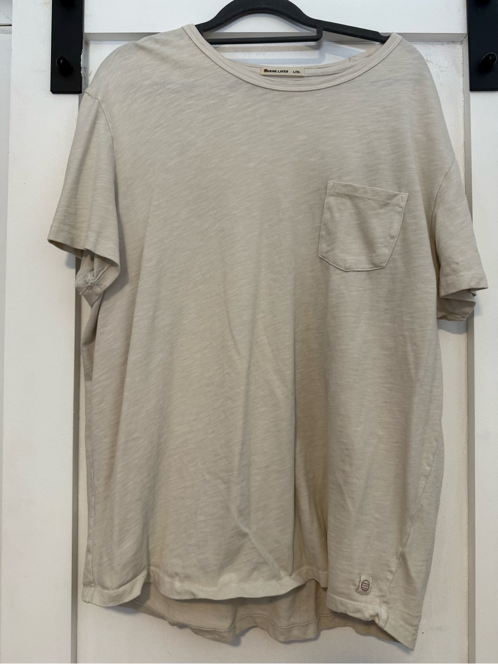 Marine Layer Men's Short-Sleeve Pocket Tee in Light Beige